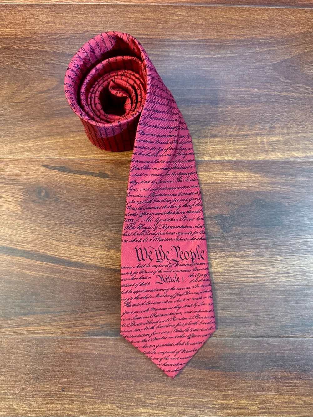 JOSH BACH We The People Silk Red Script Pattern Tie